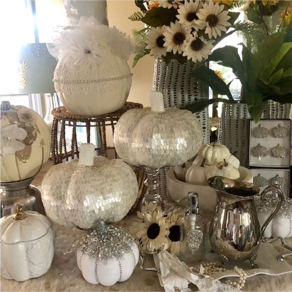 NEW! Seashell White Capiz Large Pumpkin - Picture 7 of 9